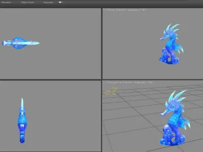 Sapphire seahorse sculpture - Jade seahorse Low-poly 3D model