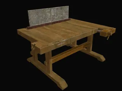 Workbench Game Ready Low-poly 3D model wooden Low-poly 3D model