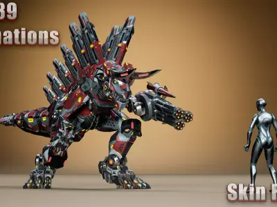 Sci-Fi Dino Shooter Low-poly 3D model