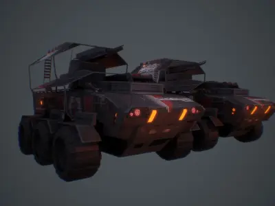 Cyberpunk Military Vehicle Low-poly 3D model