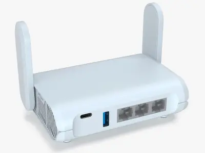 Small Form-Factor Wi-Fi Router with Ports 3D model