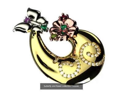 big butterfly and flower collection 7 set 21 part  3D Model Pack