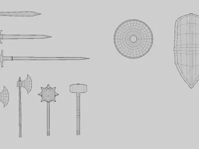 Low Poly Medieval Weapons set 1  Low-poly 3D model