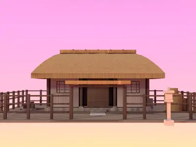 Korean Thatched Farmhouse Chogajip  Low-poly 3D model