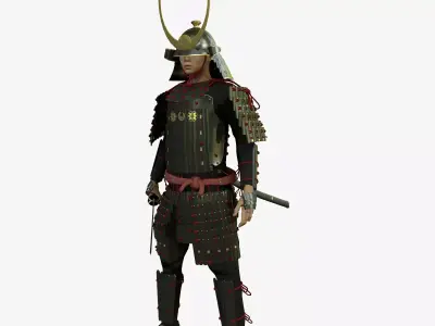 Samurai in armor 3D model
