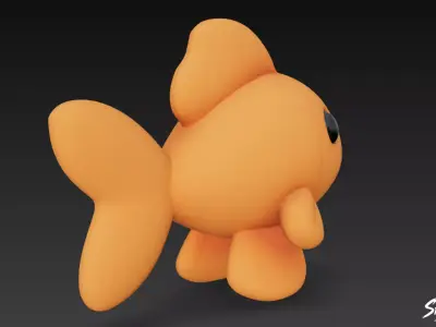 Cartoon Plush Goldfish Low-poly 3D model