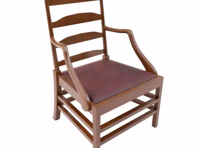 Georgian Antique wooden chair  Low-poly 3D model
