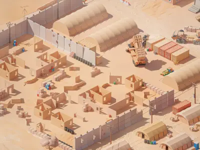 Military Desert Low-poly 3D model