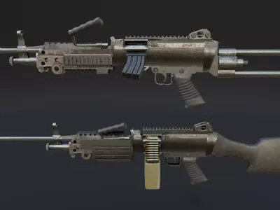 Lowpoly M249 Saw gun 3d Model Free low-poly 3D model