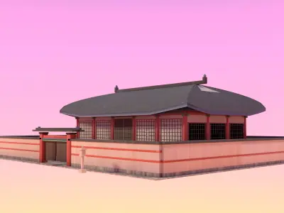 Korean Palace Hanok - Royal Architecture Weathered PBR 3D Model Low-poly 3D model