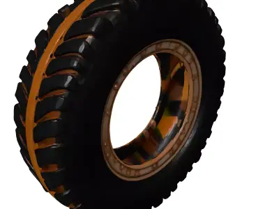 Industrial Vehicle Tire with Chain 3D model