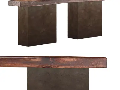 Console table made of wood and concrete 3D model