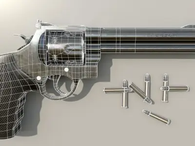 Revolver Low-poly 3D model 11