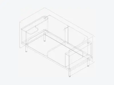 Sofa - Contemporary - Flame - Small Work Shelf - Left Low-poly 3D model