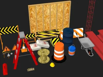 Construction Objects Low-poly 3D model purchase
