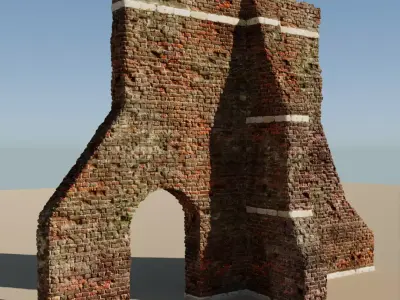 Old ruins wall for diorama 3D model
