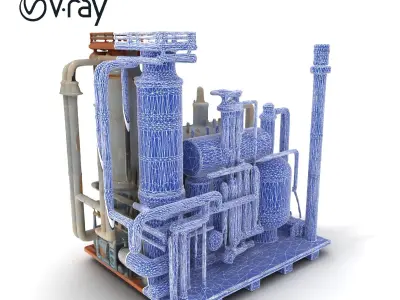 Industrial Factory Piping Structure D Model Pack Low-poly 3D model