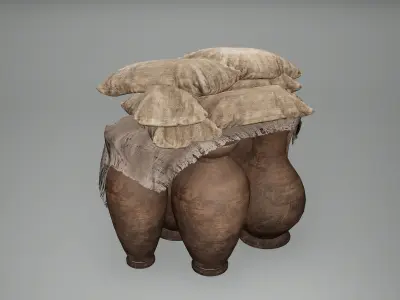 Viking Pots Low Poly Game Ready Low-poly 3D model