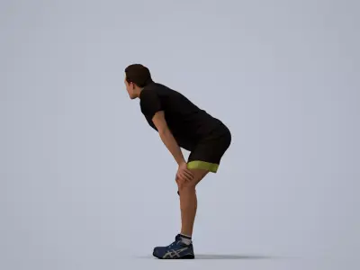 00510Gael004 - Adult Caucasian man crouching in athletic soccer 3D model
