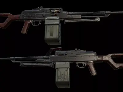 PKM Light Machine Gun Low-poly 3D model purchase