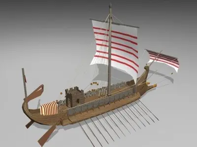 Roman Galley Low-poly 3D model
