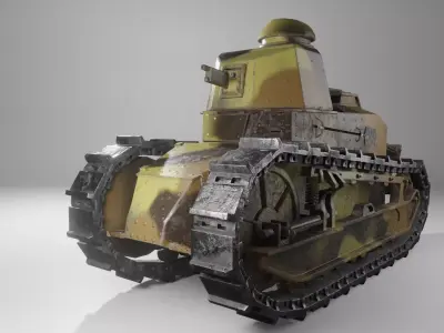 FT-17 Renault light tank low poly game ready 4K PBR textures Low-poly 3D model