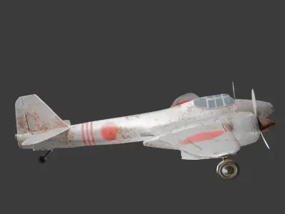 Old and rusty Kawasaki Ki 96  3D model