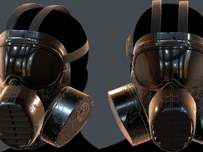 Gas mask helmet 3d model scifi Low-poly  Low-poly 3D model 42