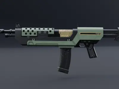 Sci-Fi Machine Gun SFG001 Low-Poly  Low-poly 3D model