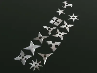 Ninja shuriken pack Low-poly 3D model purchase