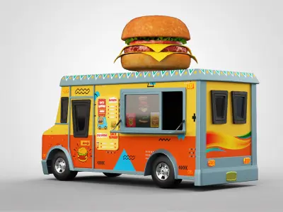 Burger Truck - Game Ready Food Truck  Low-poly 3D model