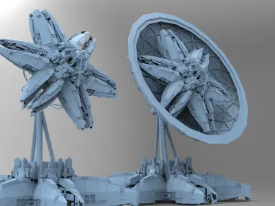 Alien Satellite Dish Base 2 models  3D model