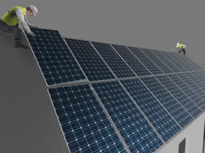 panel solar installation 3D model