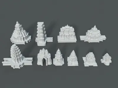 Ruin Ancient Temple - Khmer Architecture Pack A Low-poly 3D model