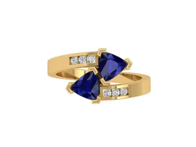 Solitair 2 Stone Ring 3D print model get