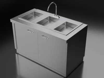 Food Truck Sink - Commercial Kitchen 3D Model Low-poly 3D model