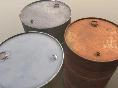 Cargo Iron Barrels 200L Steel Low-poly 3D model