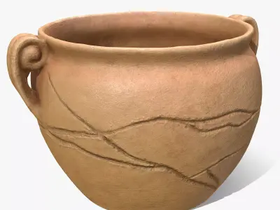 Clay Pot 01 - Optimized Scan Low-poly 3D model