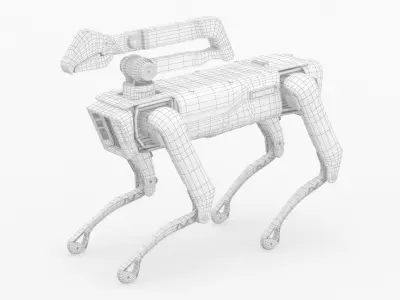 Modern Robot Dog with Arm in army color 3D model