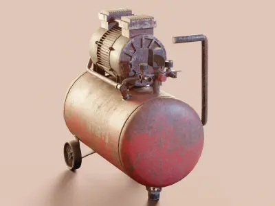 Vintage air compressor Low-poly 3D model