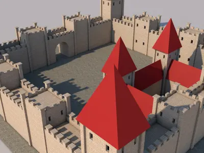 Medieval Castle Low-poly 3D model 4