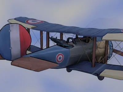 Stylized WW1 Plane Low-poly 3D model