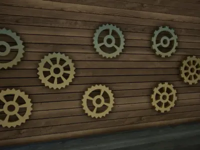 Clock gears untextured Low-poly 3D model