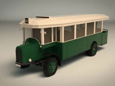 Low Poly Vintage Bus 03 Low-poly 3D model