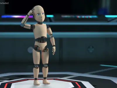 Humanoid Robots Adult and Child Collection 3D model