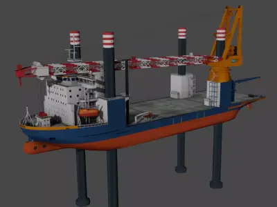 Offshore installation vessel VOA Low-poly 3D model