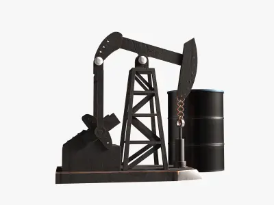 Oil Rig Miniature Low-poly 3D model