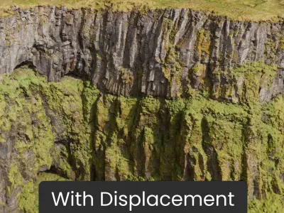 Basalt Waterfall Cliffs - 3D PBR Model 3D model