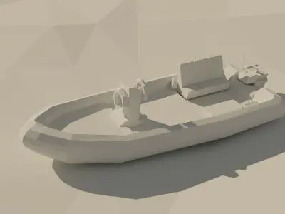 Low Poly Boat with seat Low-poly 3D model
