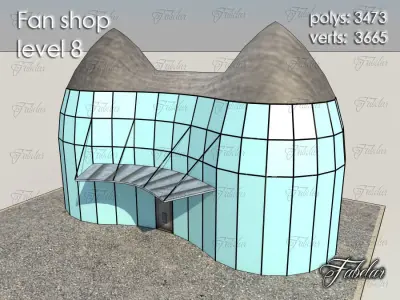 Fan Shop Low-poly 3D model 2